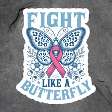 Breast cancer sticker vinyl decal awareness fight like a butterfly pink