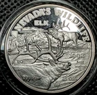 1992 NV Heritage Nevada's Wildlife ELK - 2 oz 999 Silver Round w/ Gold Nugget
