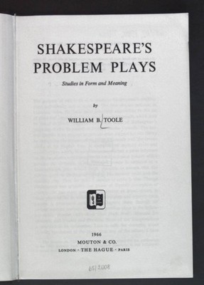 Shakespeare's Problem Plays - Studies in Form and Meaning. Studies in English Li