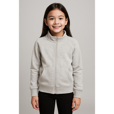 Kids Full Zip Jacket Gray Size 10Y  Lightweight Zip-Up Sweatshirt  Unbranded