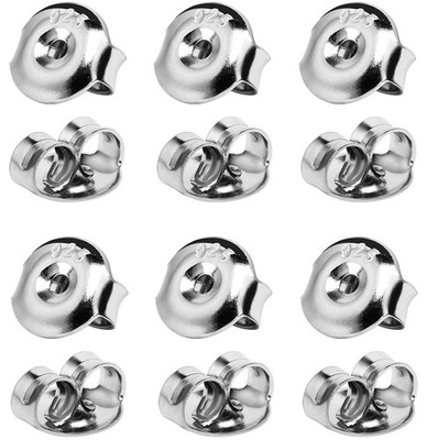 12PCS Real 925 Silver Earring Backs Replacements, 18K White gold-12pcs 