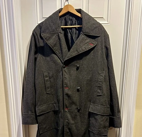 Big Tall 3XL Sherlock Holmes Grey Wool Trench Coat Detective Wool Long NO TAGS image 2
