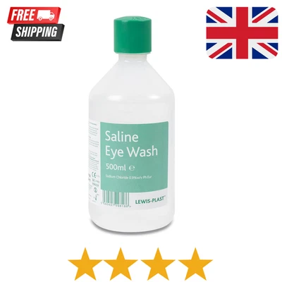 BRANDED Lewis-Plast Saline Eye Wash Solution, 500ml Bottle for Safe and Effective...