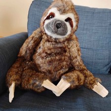 Melissa  Doug Sloth Plush Long Fluffy Fur 18" Sitting hook and connecting Hands