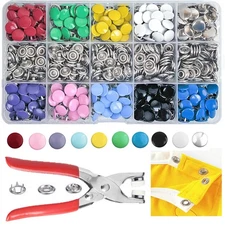 800PCS Metal Snaps Buttons with Fastener Pliers Press Tool Kit Perfect for DI...