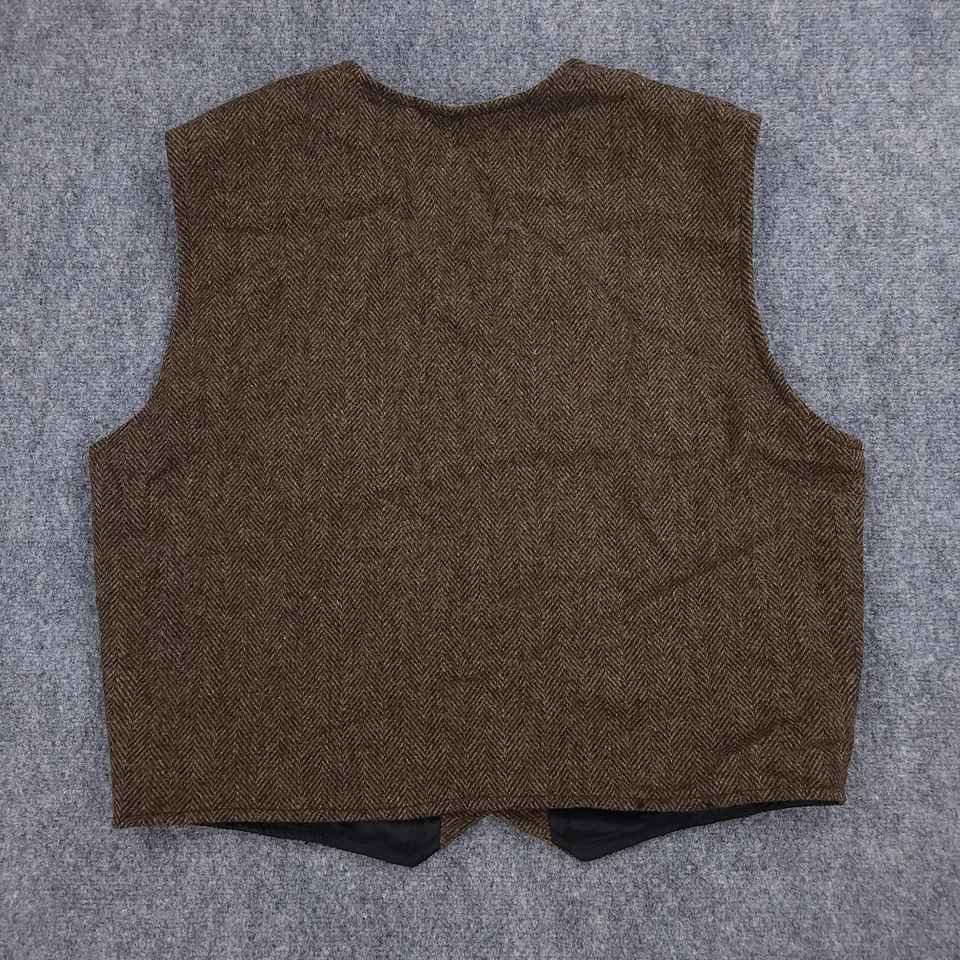 Schaefer Outfitter Vest Mens XL Brown Herringbone Merino Wool Western Ranchwear - Image 2 of 4