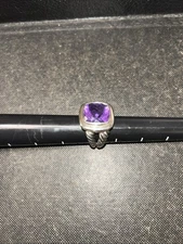 David Yurman Sterling Silver Amethyst Albion Ring Size 6.75