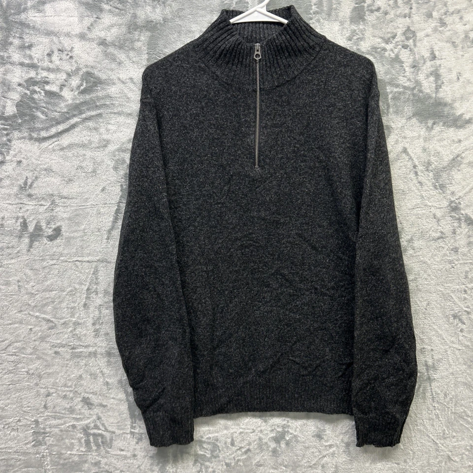 J. Crew Sweater Mens Large Gray Marled Rugged Merino Wool Blend Half Zip Mock - Image 2 of 4