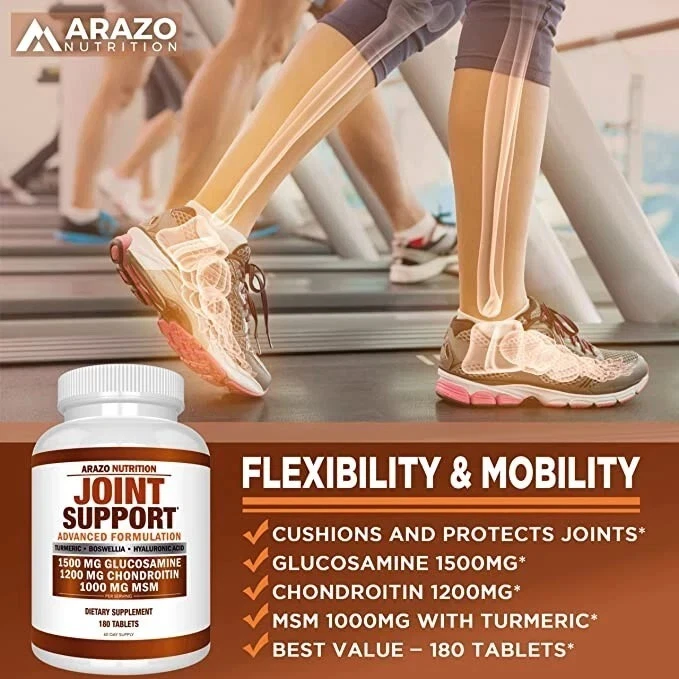 Arazo Nutrition Glucosamine Chondroitin Turmeric MSM Boswellia Joint Support 180 - Image 4 of 4