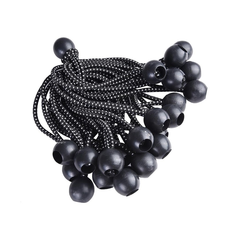 25pcs 6" Black Ball Bungee Bungie Cord Heavy Duty Canopy Tarp Tie Downs Straps