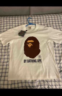 A Bathing Ape BAPE Ape Head Logo Graphic Print White Tee Men's M Cotton