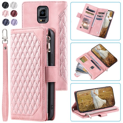 For Samsung Note4 Luxury Rhombic Wallet Case,Leather Zipper Flip Card Phone Case - Picture 5 of 44