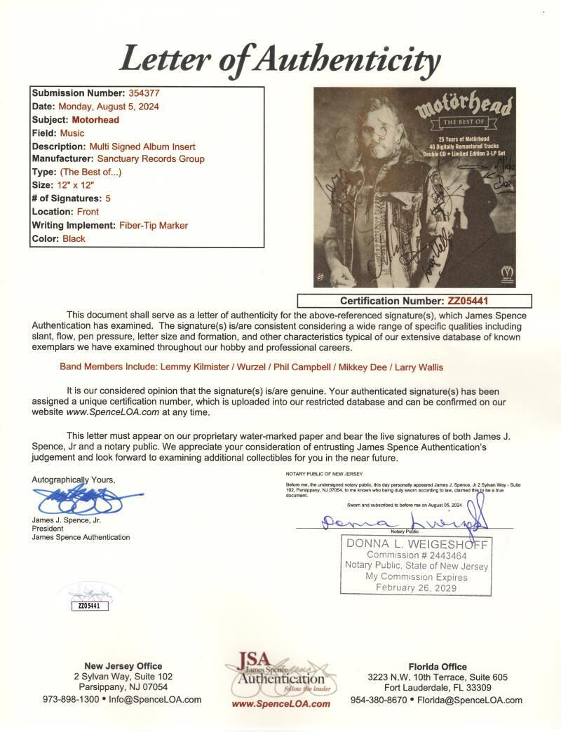 Motorhead x5 Signed Autograph 12x12 Album Insert - Lemmy Kilmister