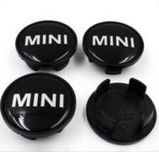 4X MINI WHEEL CENTRE CAPS HUB ALLOY BADGE EMBLEM BLACK 54mm COOPER ONE CLUBMAN S