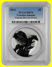 2014 pegasus 1 oz Silver Pegasus  PCGS  REVERSE PR 70 DCAM RARE LOW MINT