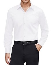 Men's Dress Shirts Cotton Stretch Long Sleeve Solid Formal Shirt Business Sta...
