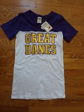 VICTORIAS SECRET PINK "PINK" BLING ALBANY COLLEGIATE "GREAT DANES" TEESHIRT NWT