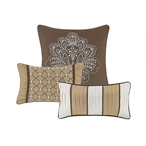 Cozy Comforter Set - Luxurious Queen (90 in x 90 in) Bellagio Brown/Gold - Picture 4 of 7