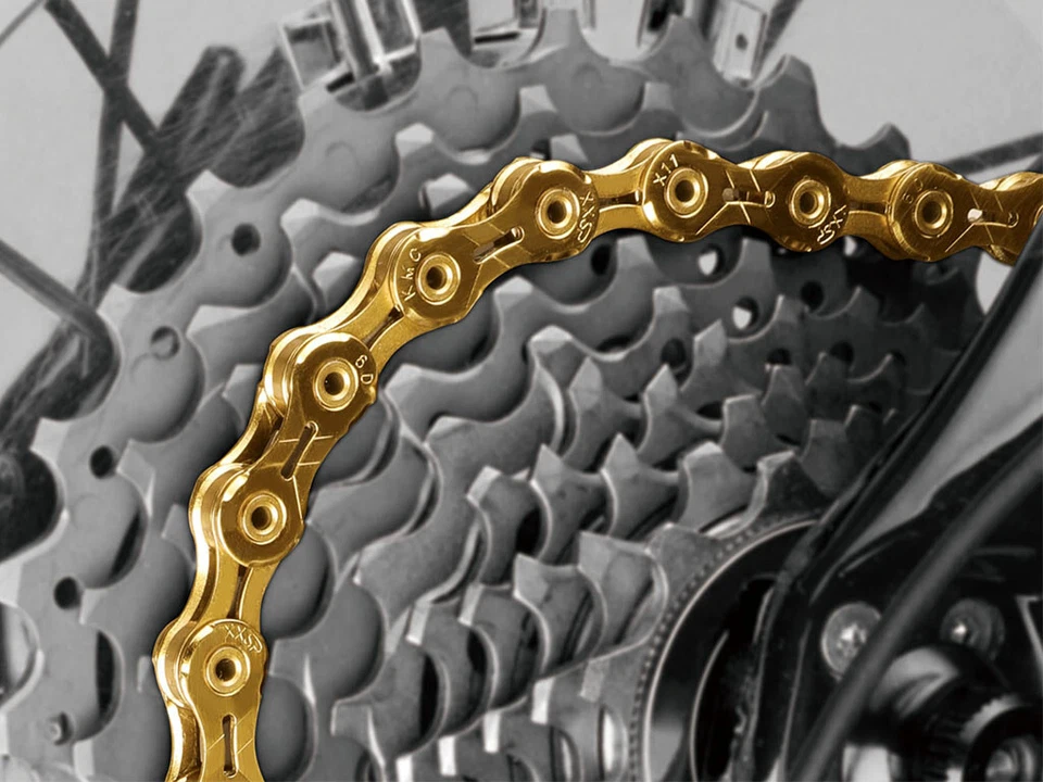 KMC 9 Speed Chain X9SL Ti-N Gold 116L Super Light MTB Bicycle Road E-Bike Chains - Image 3 of 4
