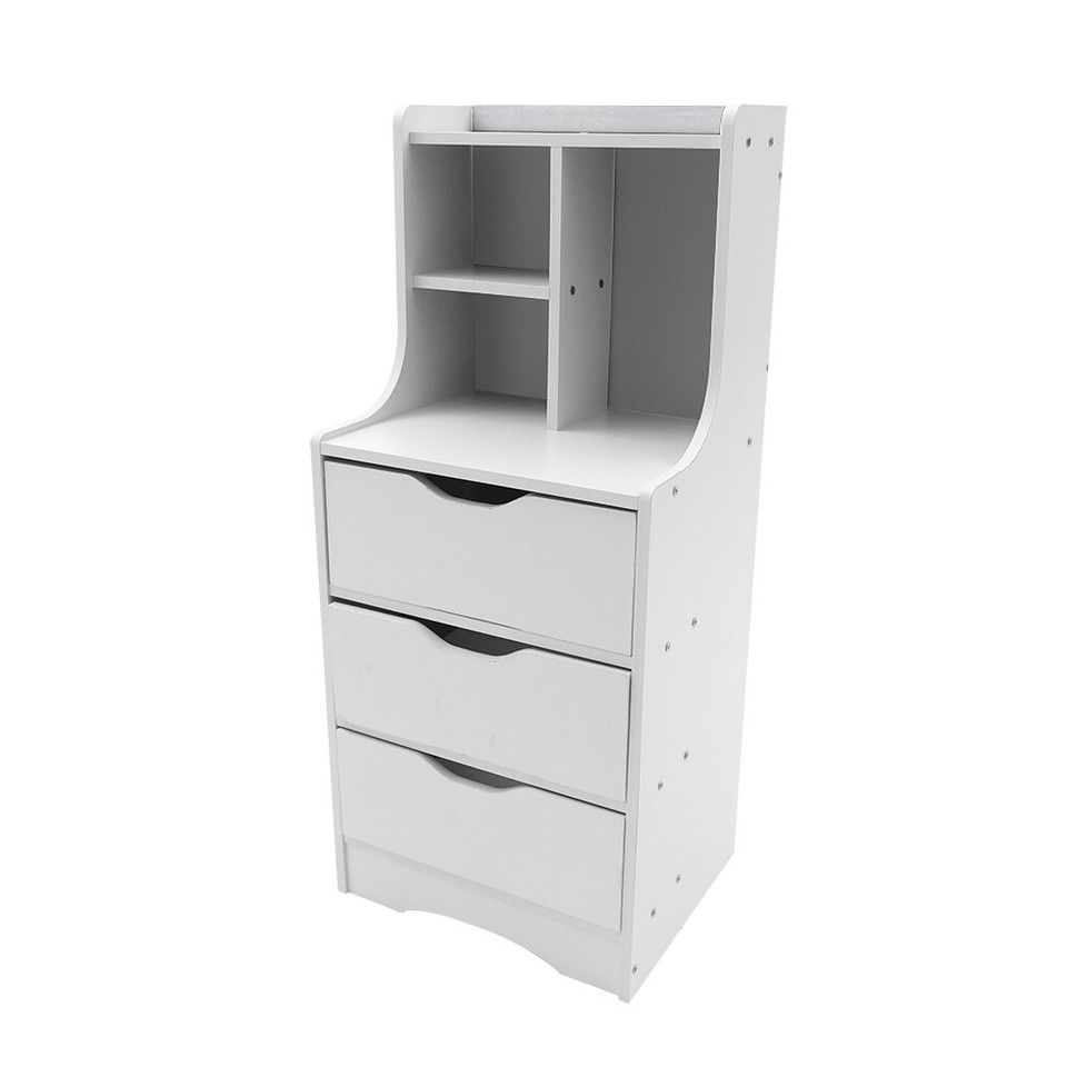 Tall White Nightstand w/ 3 Drawers Side Stand Night Stand