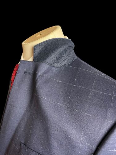 Simon Carter Navy Anzug 38R / W34x30 Guabello Italian Wool Check Wedding Business - Bild 5 von 17