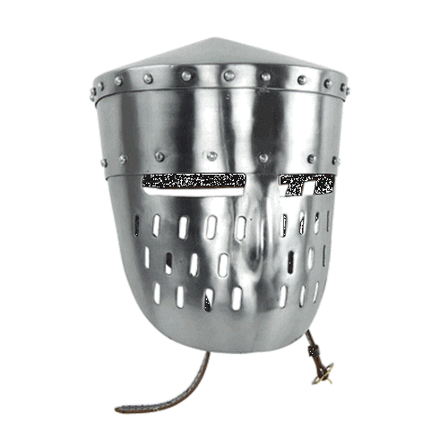 Medieval Knight & Renaissance Helmet Crusader Peaked Pot Helm with Faceplate - Picture 3 of 3