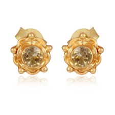Natural Citrine Gemstone Little Designer 925 Silver Stud Earrings Jewelry