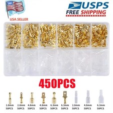 450x Brass Assorted Insulated Electrical Wire Terminal Crimp Connector Spade Kit