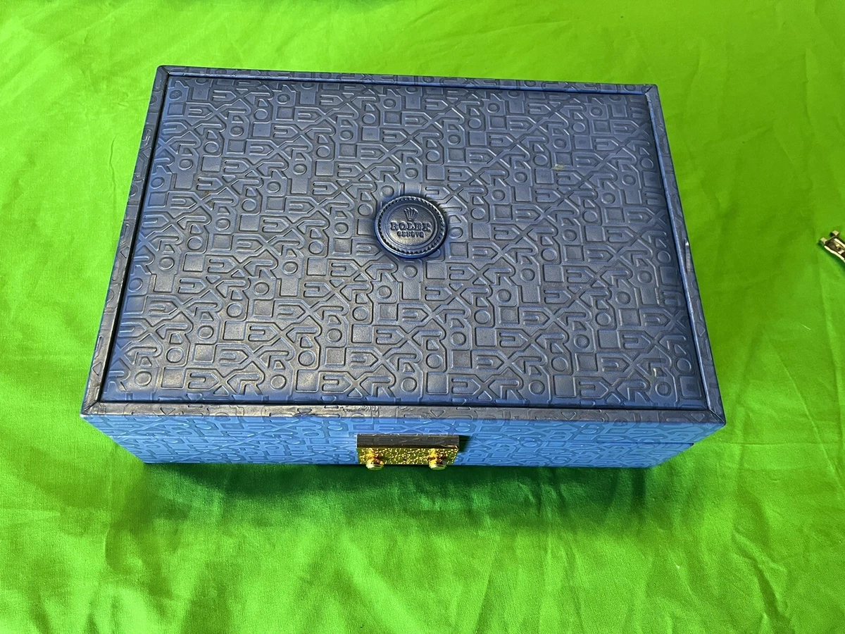 Rolex Watch Box Case 51.00.01 Jewelry box Blue Genuine with key