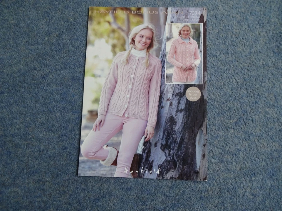 Hayfield & Sirdar Knitting Pattern Lady's Aran Round/V-Neck/Collar Sweaters - Image 2 of 4