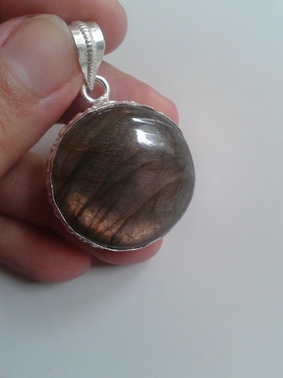 Pendentif labradorite bleu vert grand format collier argent 925 - 3