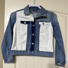 Wonder Nation Girls Blue  White Denim Jean Jacket Size M 7-8 . Cute  NUC 