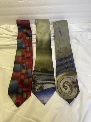 Vintage Grateful Dead Tie 100% Silk Men s Lot 3 Red Gray Green Limited Edition