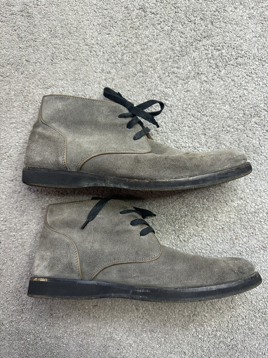 John Varvatos Chukka Boots Men's Gray Suede Leather Lace Up Ankle