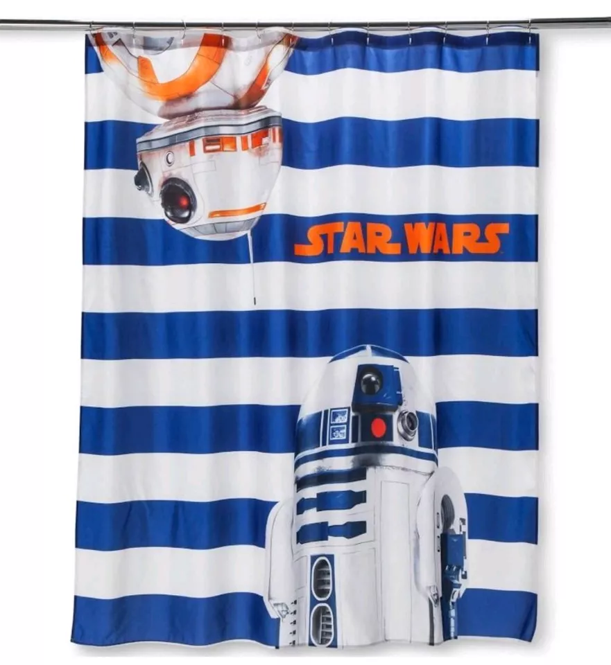 ¡Nuevo! Cortina de ducha Target Star Wars azul/blanco a rayas 72" X 72" pulgadas Foto 3 de 3