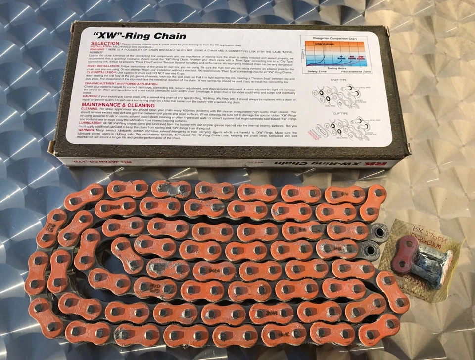 Kette 112 Glieder für KTM 125 Duke, 390, RC125, RC 390, orange, RK520GXW, neu - Bild 4 von 4