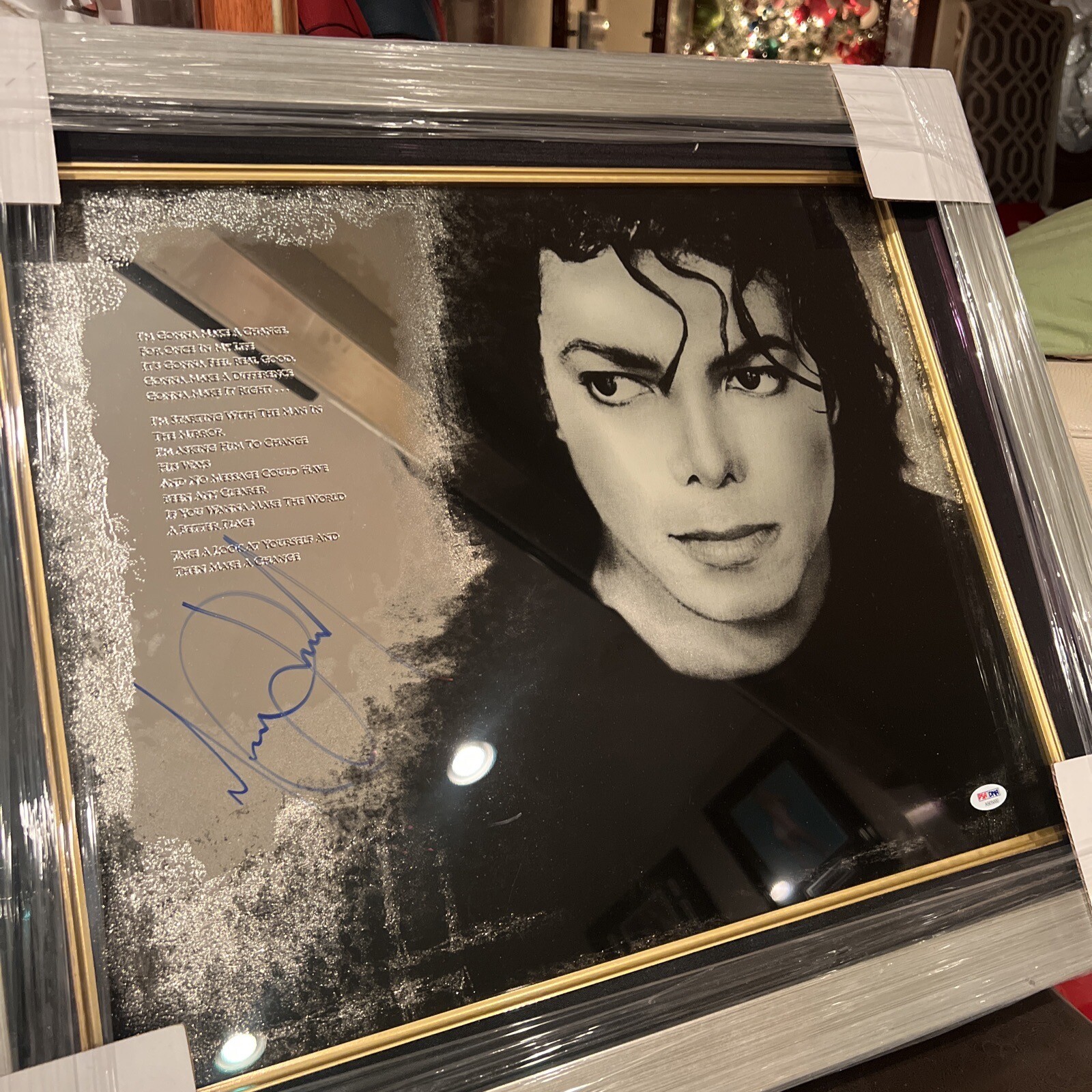 Michael Jackson Signed Autographed Mirror 16X20 Custom Framed Unique PSA/DNA LOA