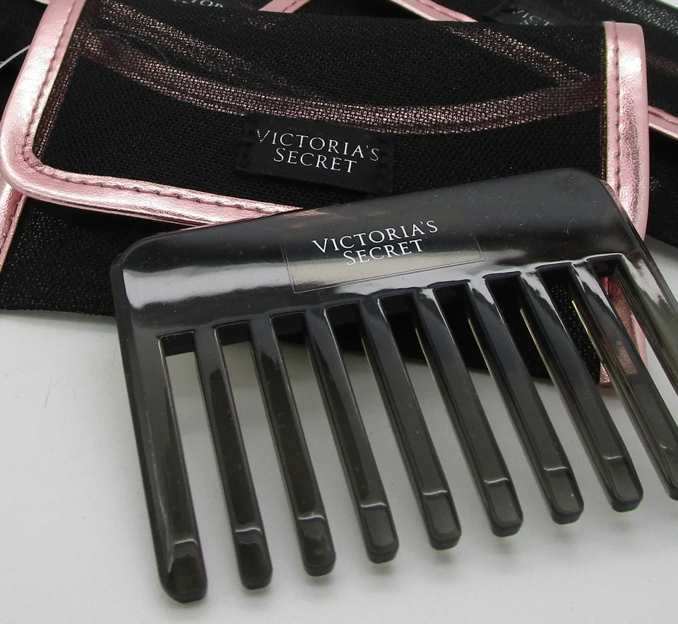 VICTORIA'S SECRET Small Black Detangling Comb in Black Mesh Case - NWT - Image 2 of 2