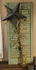 Primitive Shutter Wall Hanging Star and Grapevine 28 x 12