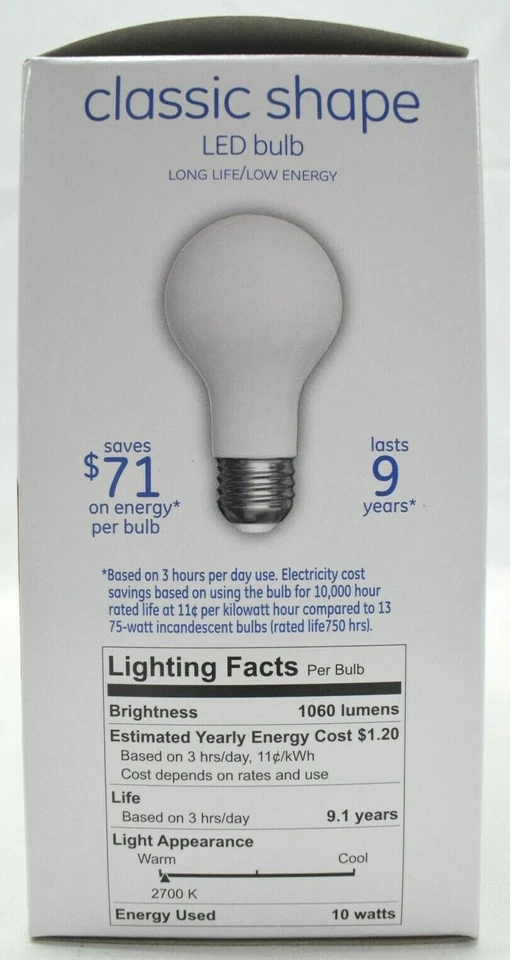 GE 75 Watt Soft White LED Light Bulb, 2700 K, 2 Bulbs Each - 2 Pack - Image 2 of 3