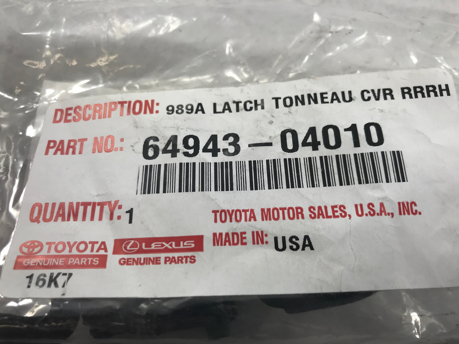 Toyota OEM Tonneau Cover Latch Rear Right Hand Passenger Side 6494304010 eBay