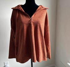 Eddie Bauer Women's Long Sleeve Polar Fleece Quarter Zip Pullover Burnt Orange