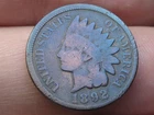 1892 Indian Head One Cent Penny- VG/Fine Details, Toned