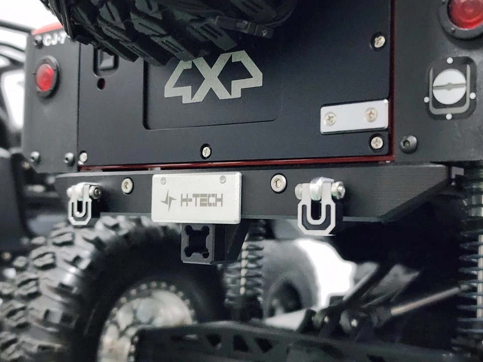 Parachoques trasero de metal H-TECH RC 1/10 para Axial SCX10 III Jeep CJ-7... - Imagen 3 de 4
