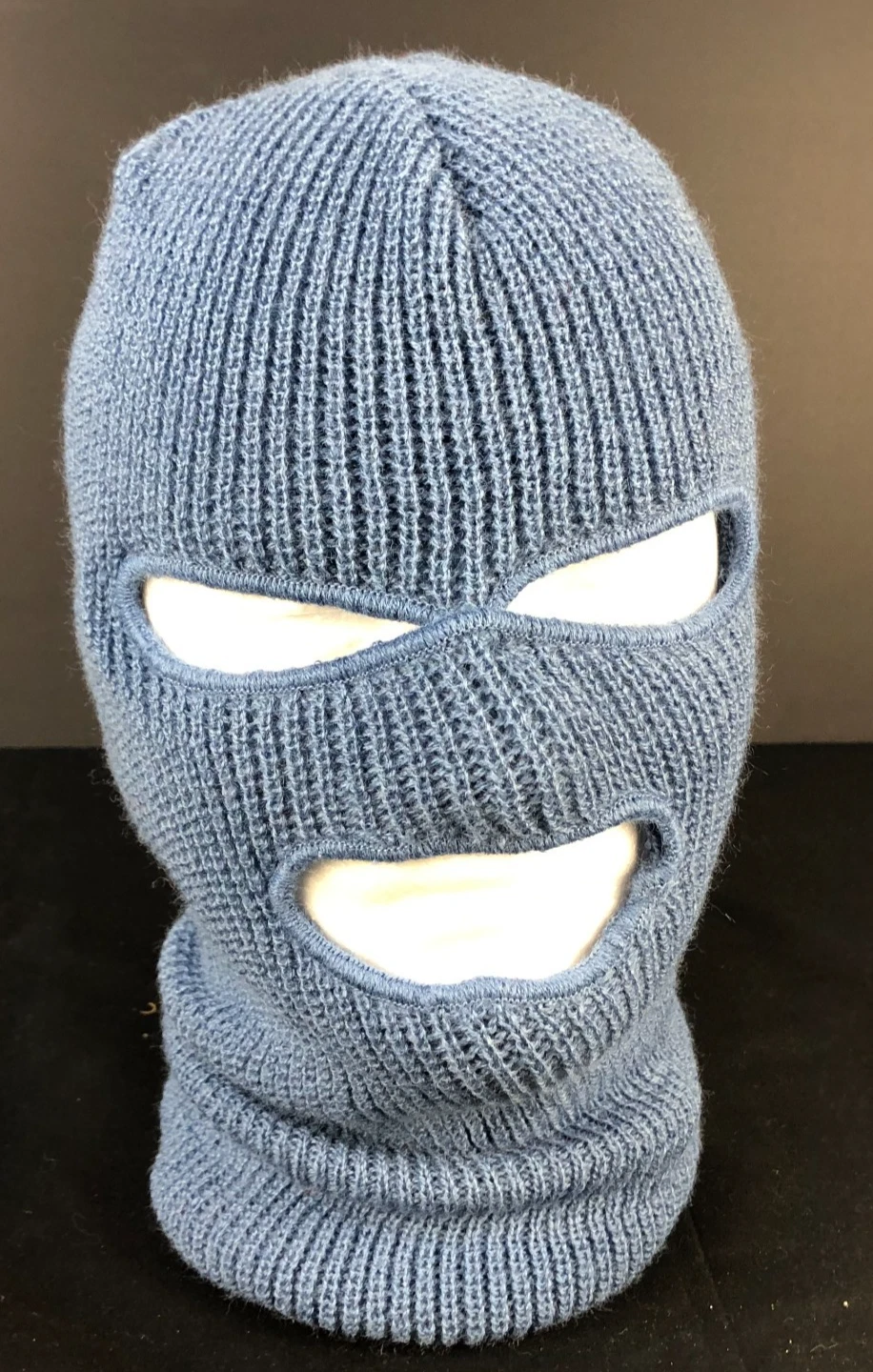 80s Vintage Knit Balaclava Ski Mask Light Baby Blue Winter Face Cover One Size