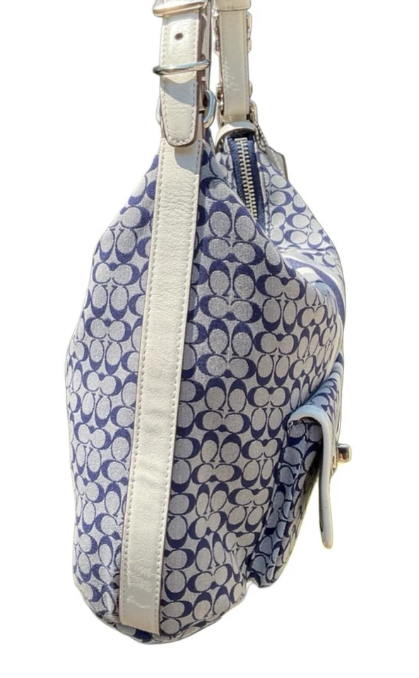 Bolso Hobo Coach Azul y Blanco Lona Firma Rayas Jacquard K1298-22394 Foto 4 de 4