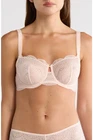 NEW! $115 SIMONE PERELE 12V330 KARMA LACE DEMI UNDERWIRE BRA PETAL POWDER SZ 34E