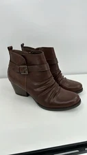 Baretraps Womens Rebel Ankle Booties Size 8 Brown Side Zip Block Heel Classic