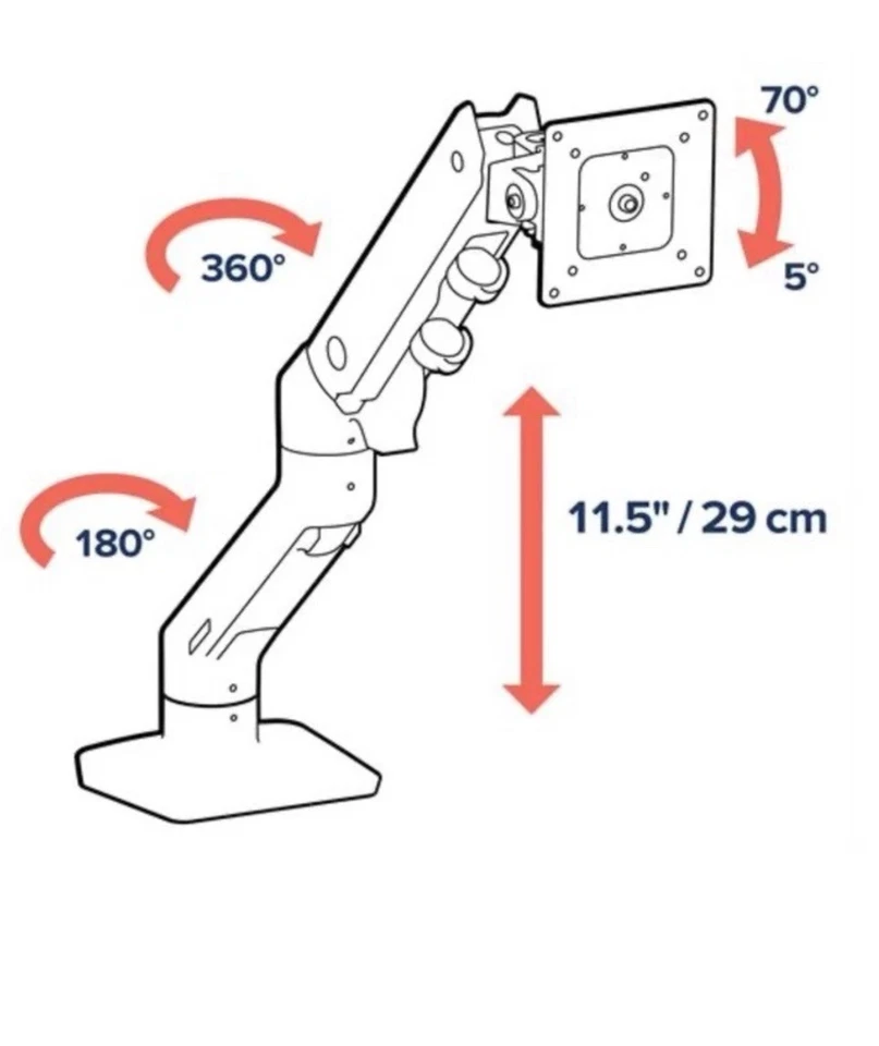 Ergotron 45-475-216 HX Desk Mount Arm Single Display Monitor (White) - Image 3 of 4