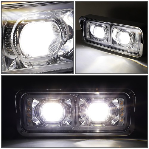 Proyector de faros de señal DRL completos LED cromados para 81-19 Freightliner Kenworth - Imagen 4 de 10